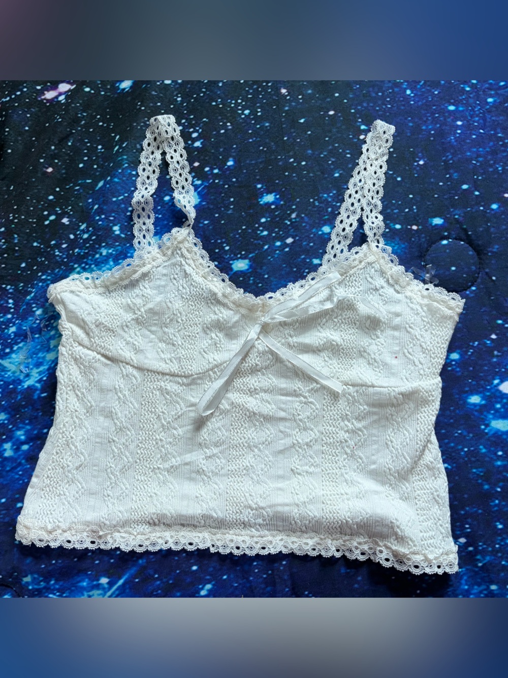 White Lace Trim Cami Top